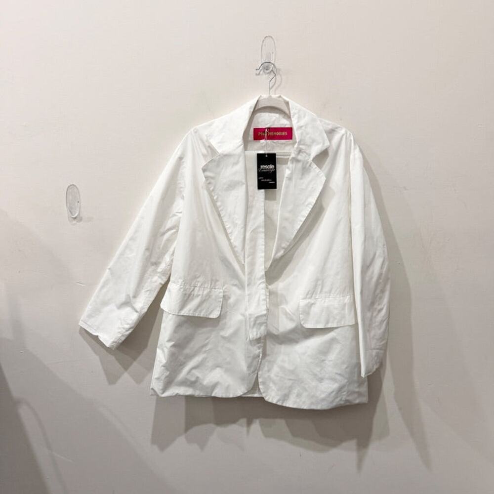 Pink Memories Long Sleeve Notch Lapel Oversized Blazer Jacket White Women's S